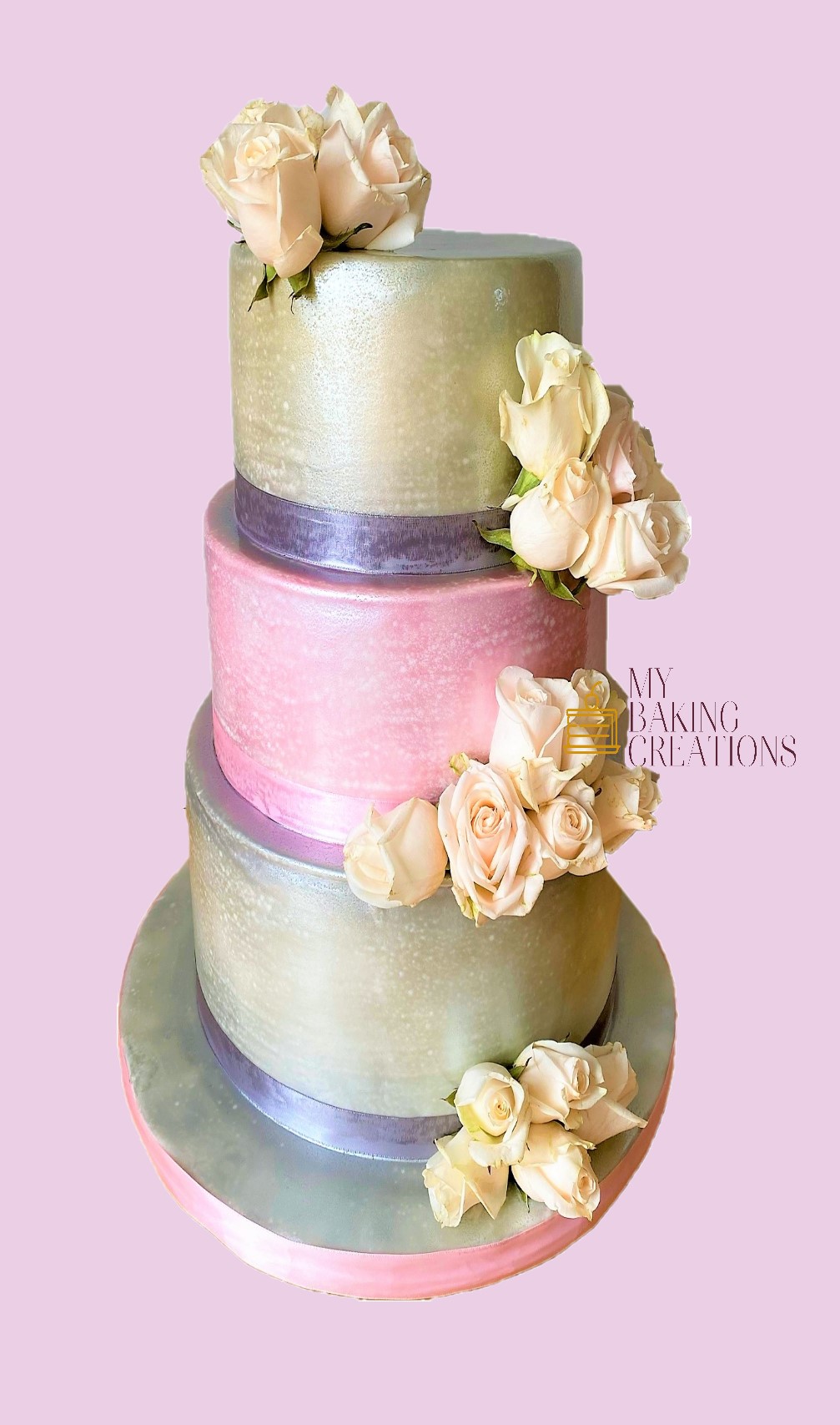 Custom pink elegant wedding cake San Francisco